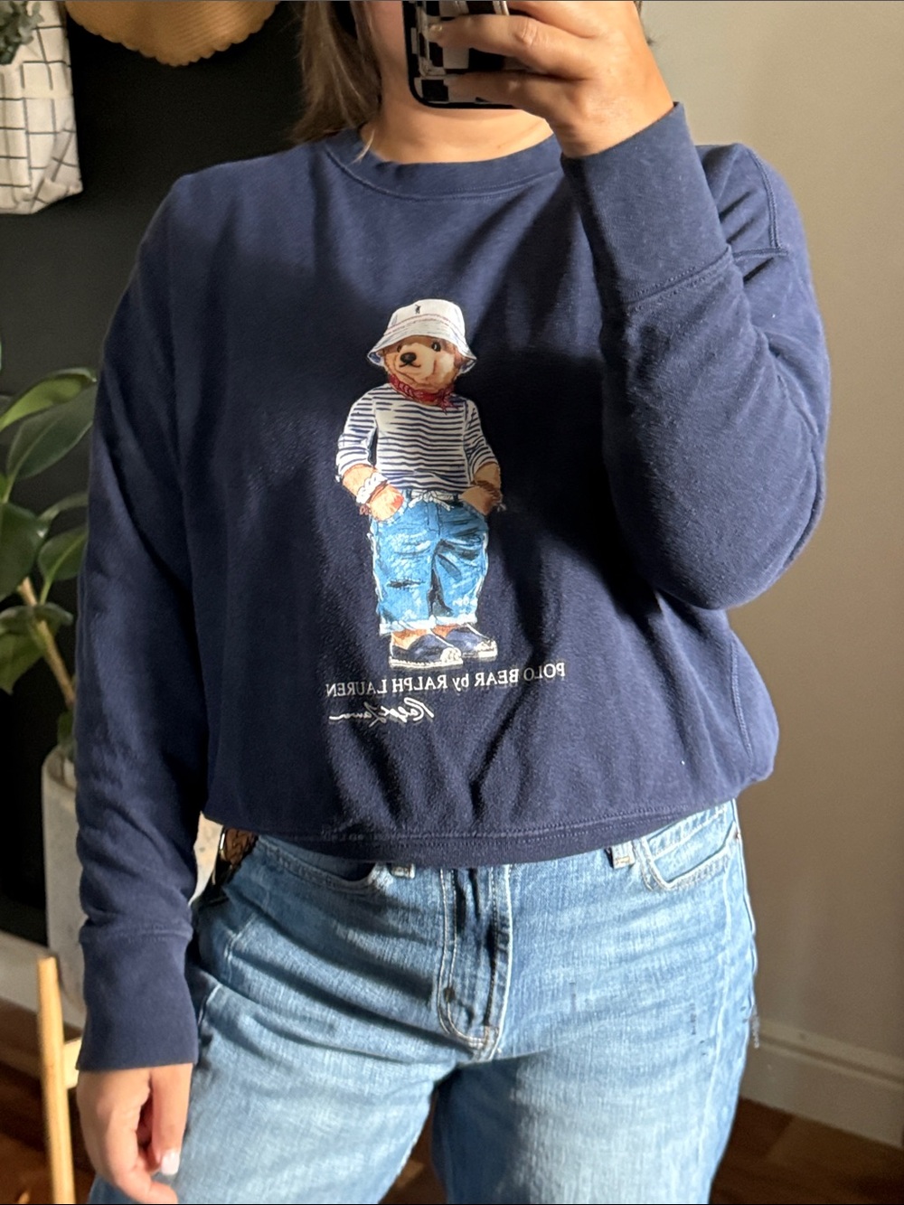 Polo Ralph Lauren Crewneck Polo Bear Fleece Sweatshirt in Navy. S - Picture 6 of 9
